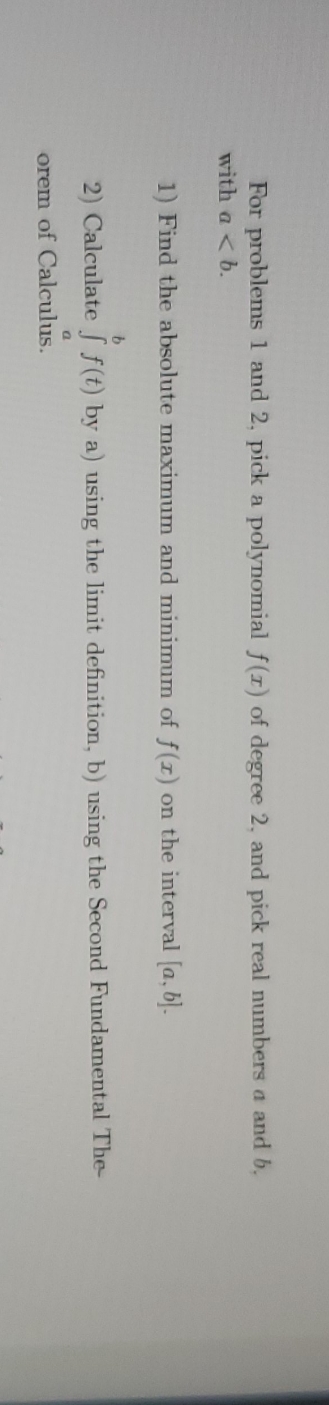  Please help! For problems 1 and 2, pick a polynomial f(r)