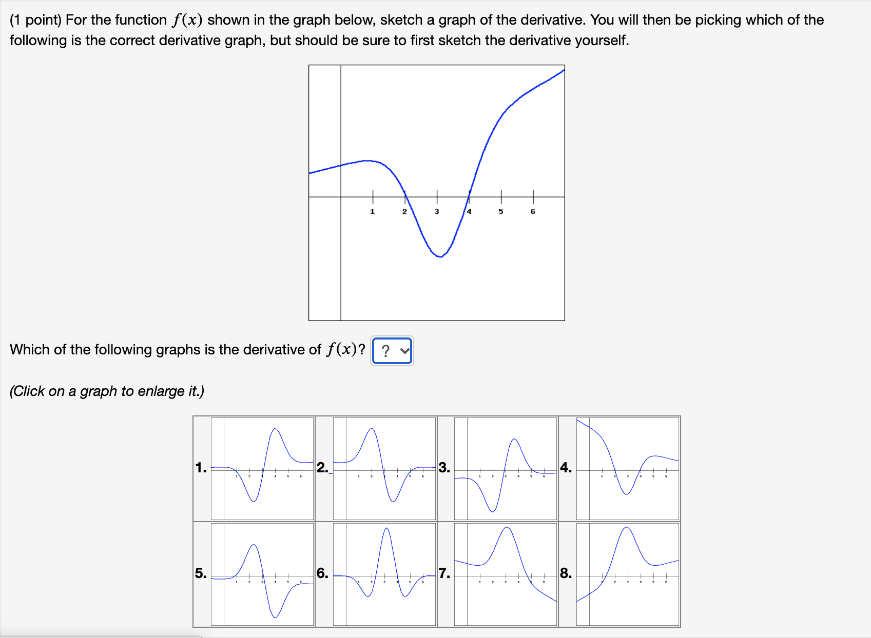 (1 point) For the function f (x) shown in the graph