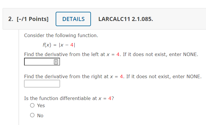  Please help me with this problem! 2. [-11 Points] DETAILS LARCALCH