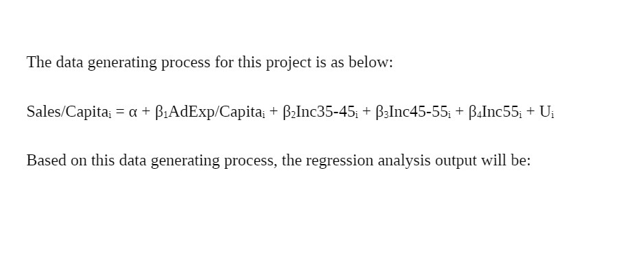 = a + B1AdExp/Capita; + B2Inc35-45; + B;Inc45-55; + B4Inc55; + Uj