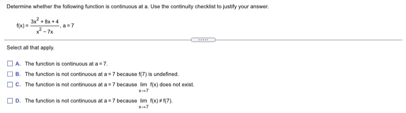 B. The function a(t) is continuous because the skydiver's altitude decreases as