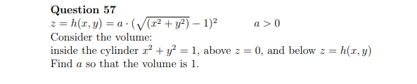  Question 57 2 = h(x, y) = a . (v(x2 +