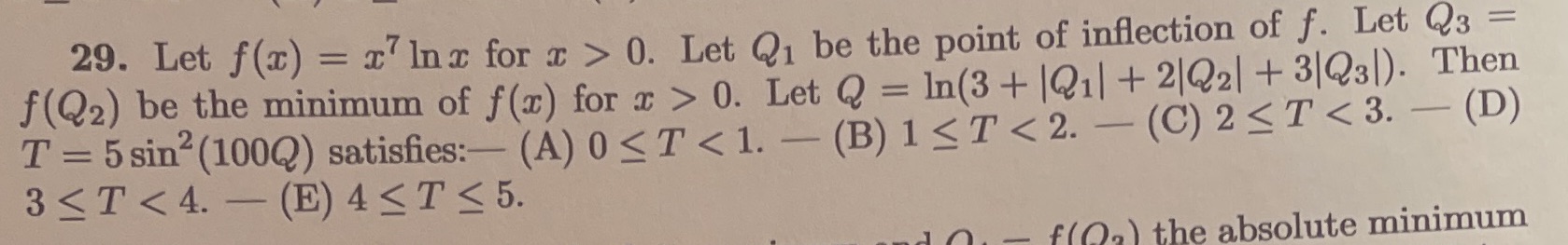  29. Let f(x) = x7 Inx for x > 0. Let