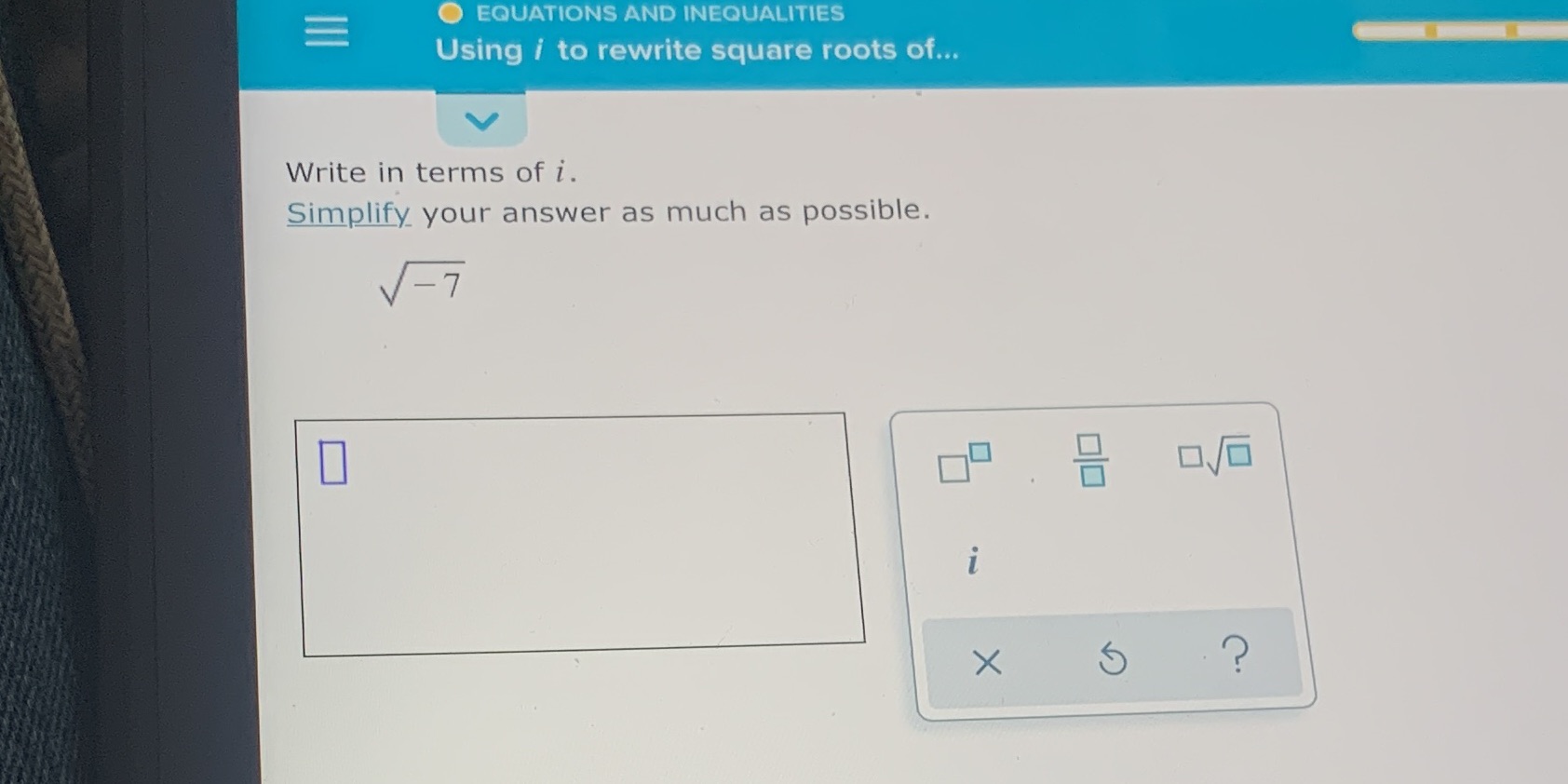  = O EQUATIONS AND INEQUALITIES Using / to rewrite square roots