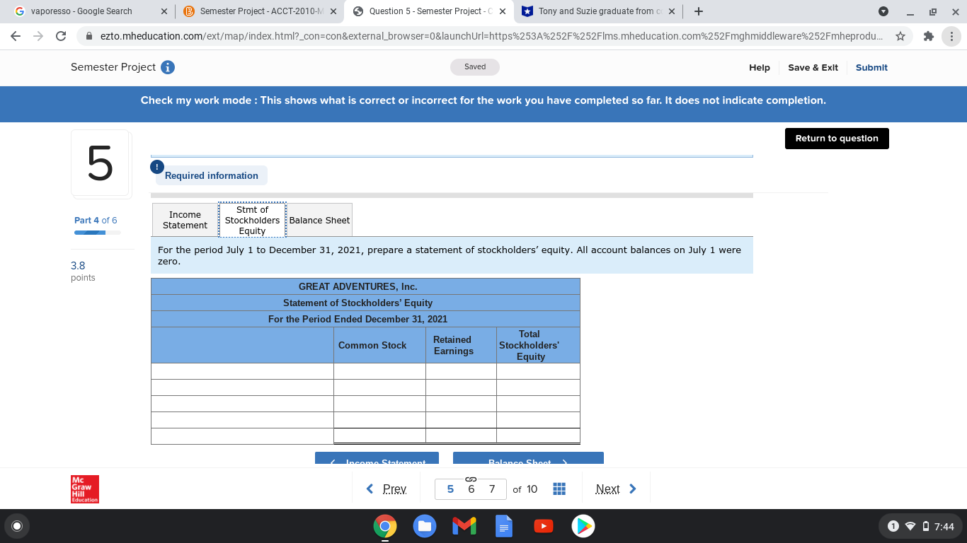 of 6 [The following information applies to the questions displayed below.] Tony