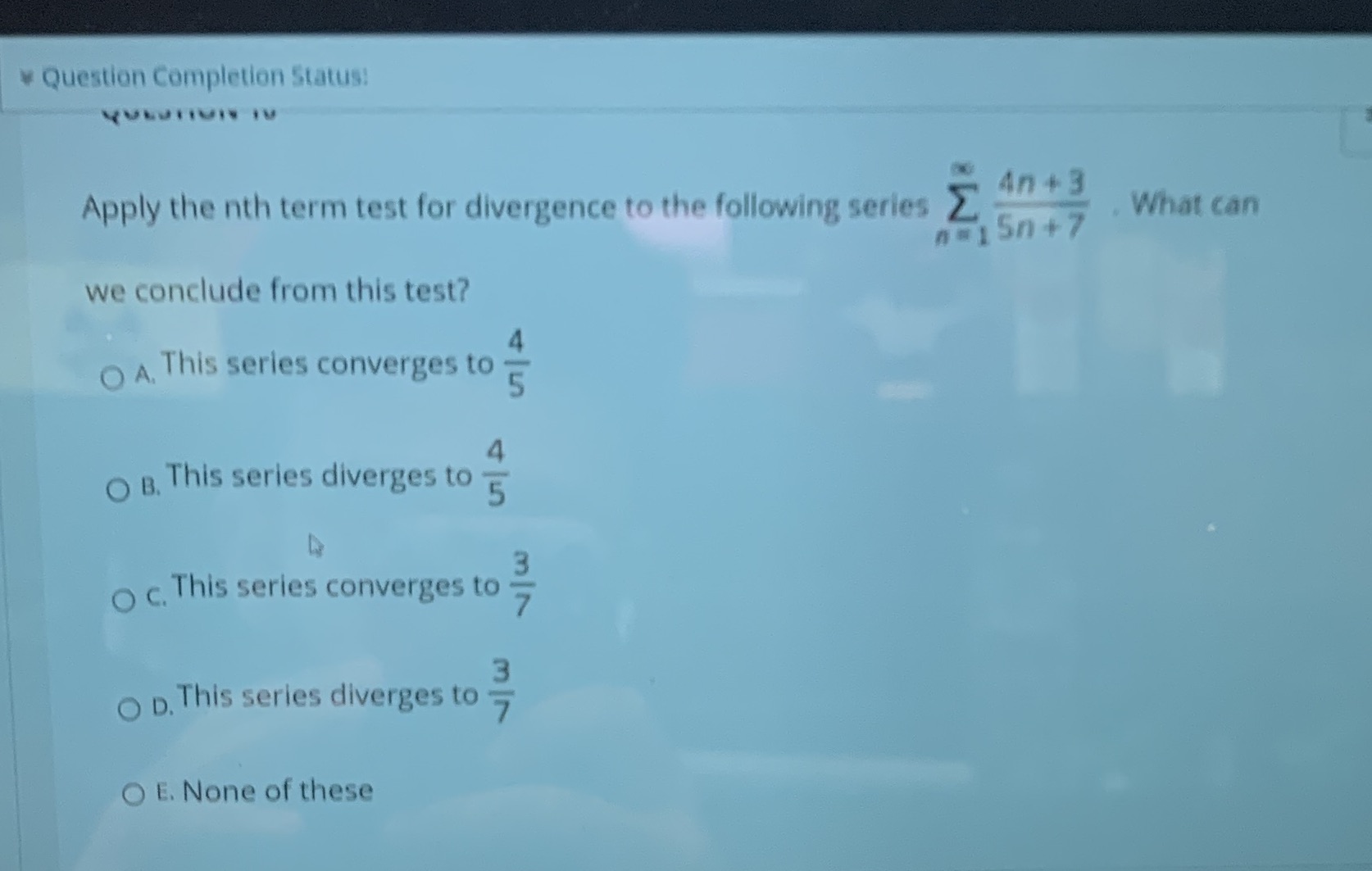 the following series Z An + 3 What can n=150 +7 we
