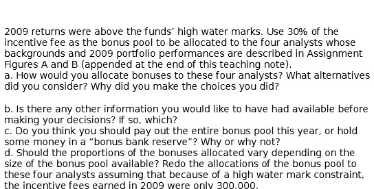 2009 returns were above the funds' high water marks. use 30% of
