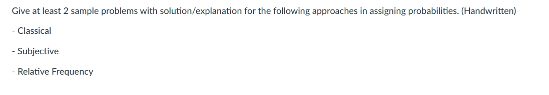 Give at least 2 sample problems with solution/explanation for the following