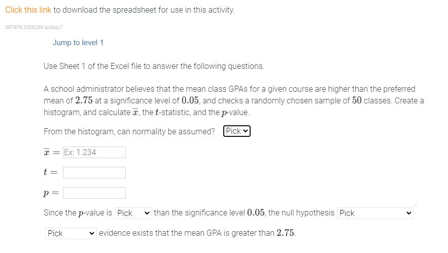 Click this link to download the spreadsheet for use in this activity.
