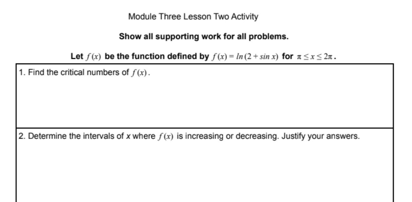 problems. Let f(x) be the function defined by f (x) = In