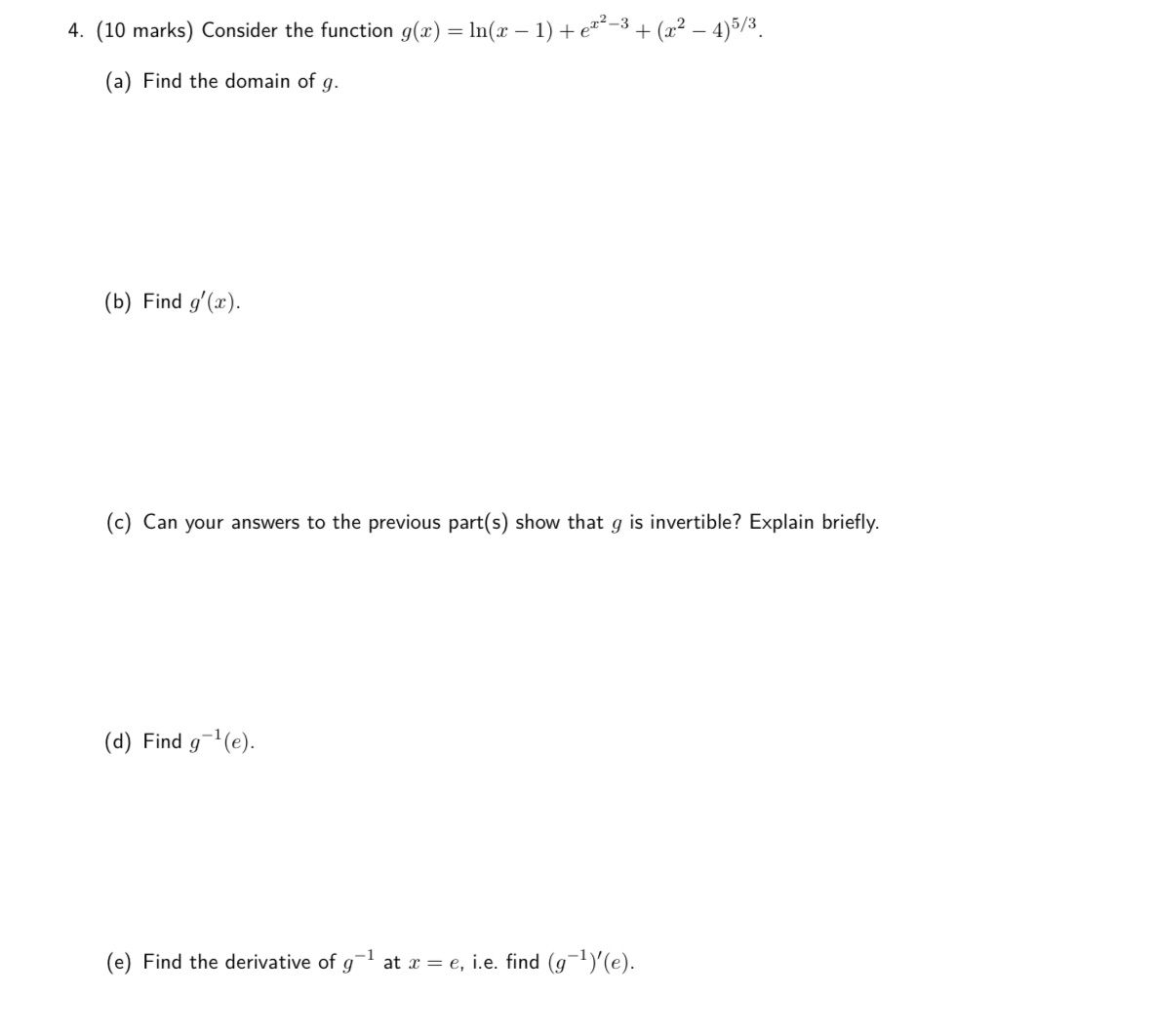 4. (10 marks) Consider the function g(x) : 111(x 1) +