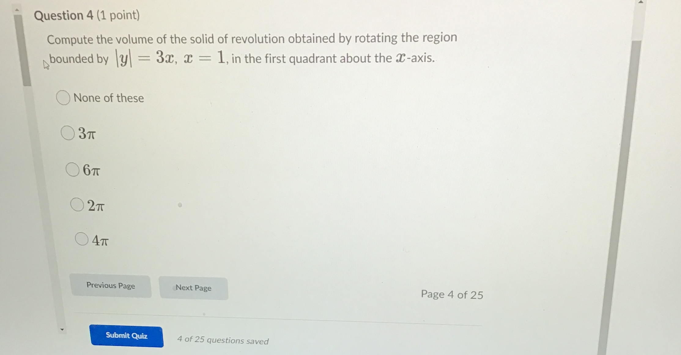 revolution obtained by rotating the region bounded by y = 3ac, a
