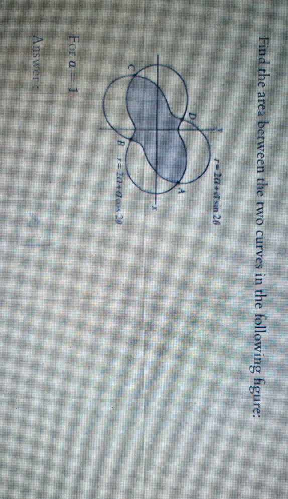 will be highly appreciated.. Find the area between the two curves in