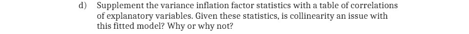 correlations of explanatory variables. Given these statistics, is collinearity an issue with