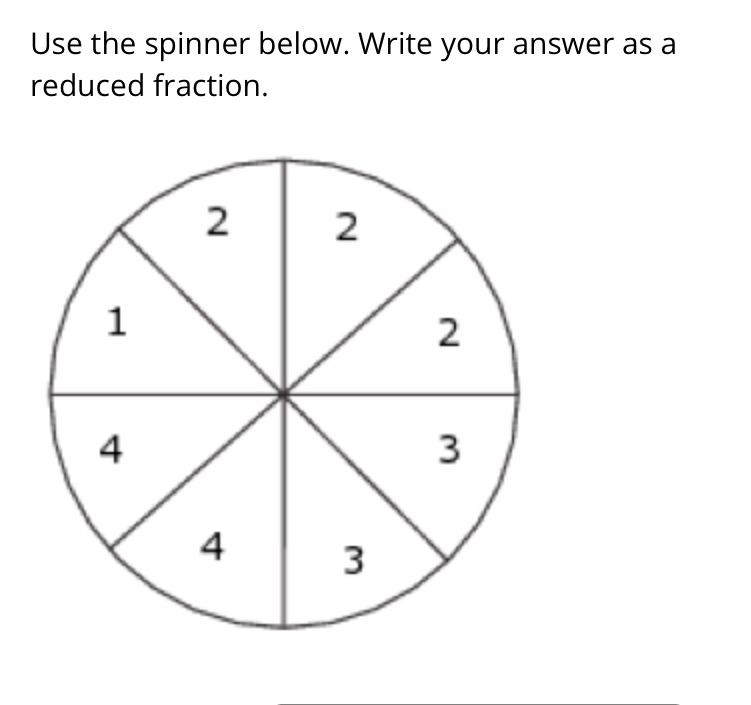  It says p(odd number) = Use the spinner below. Write your
