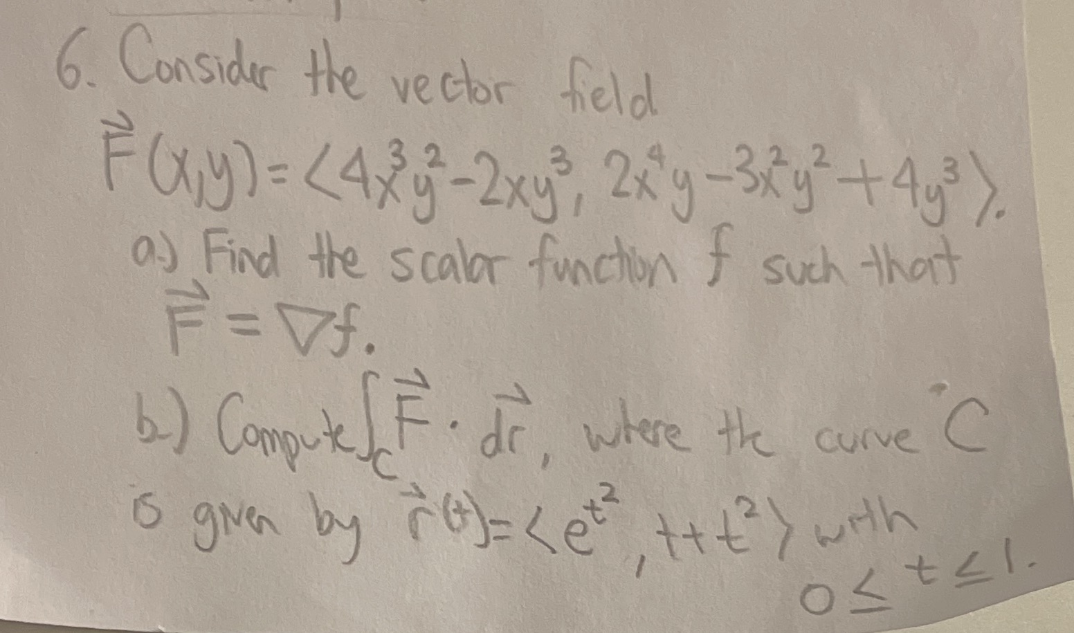  6. Consider the vector field F (x,y)=
