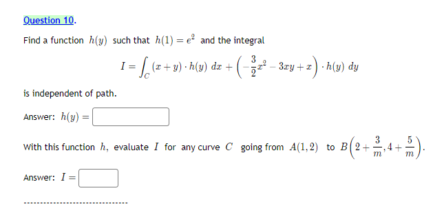 and the integral I = (cty) . h(y) da + 2 191