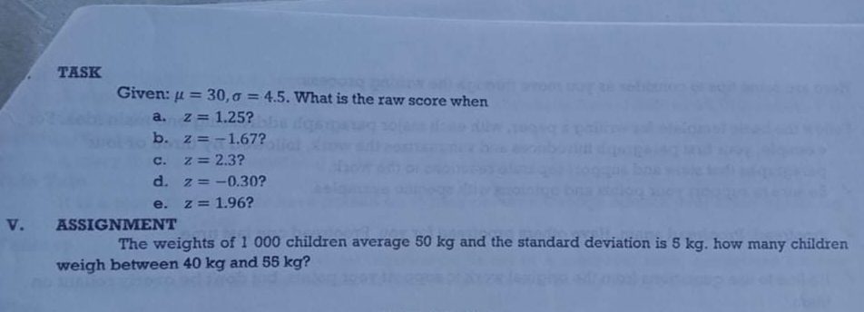  TASK Given: # = 30,0 = 4.5. What is the raw
