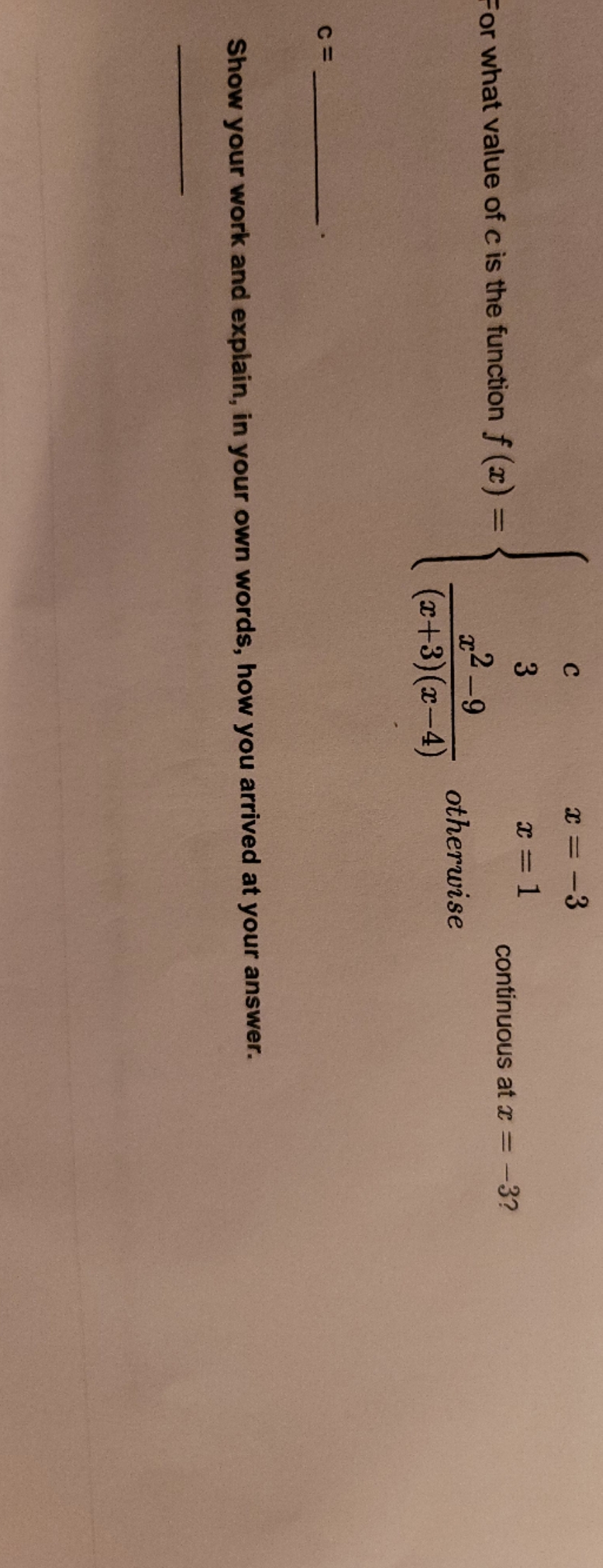 what value of c is the function f (a) = function s