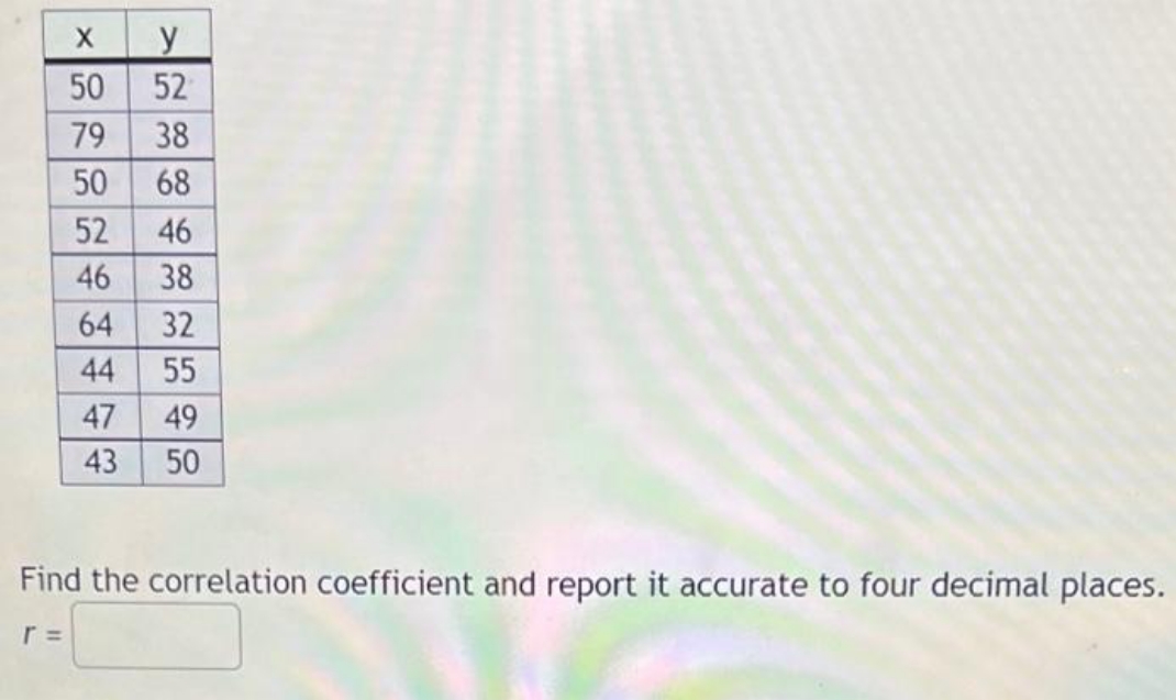 46 38 64 32 44 55 47 49 43 50 Find the