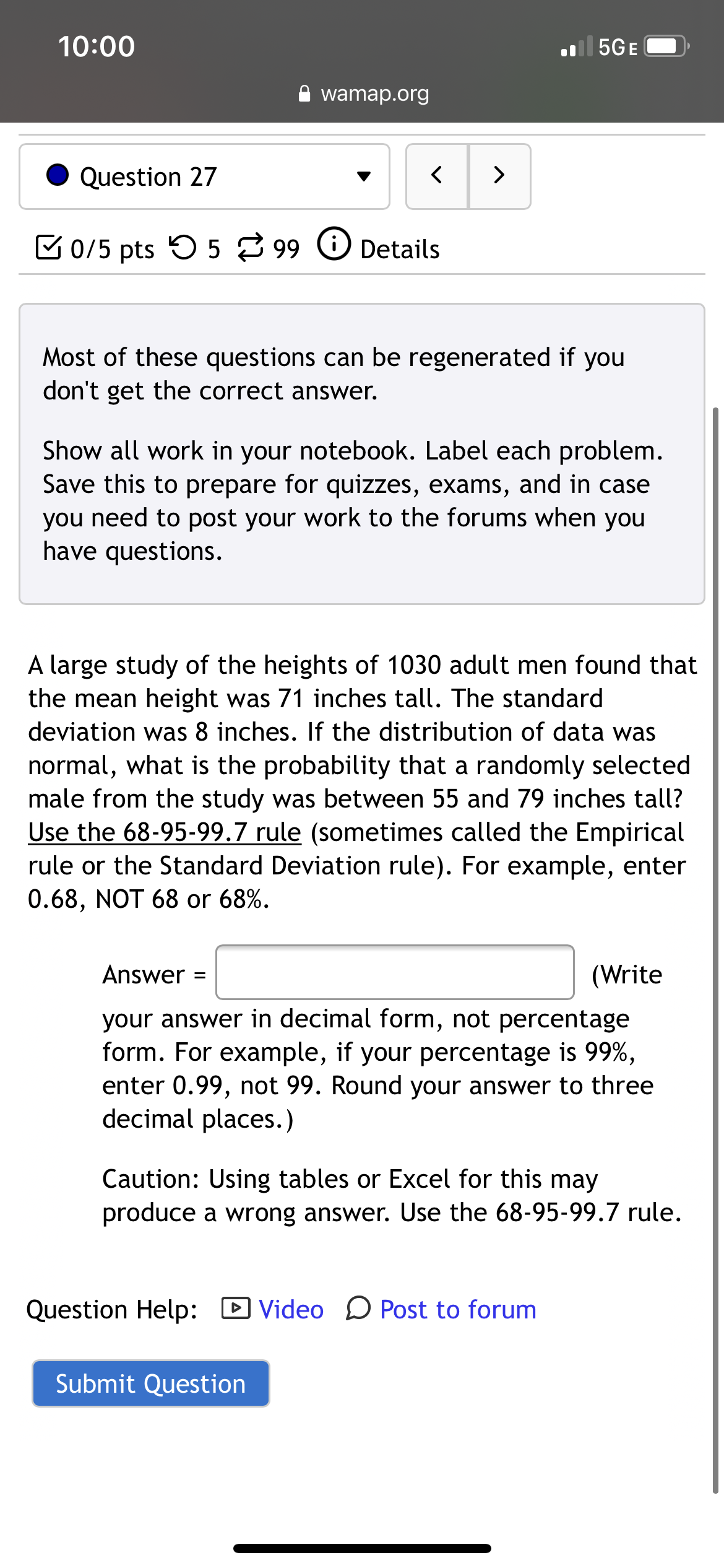 number of observations in the data set expected to be below a