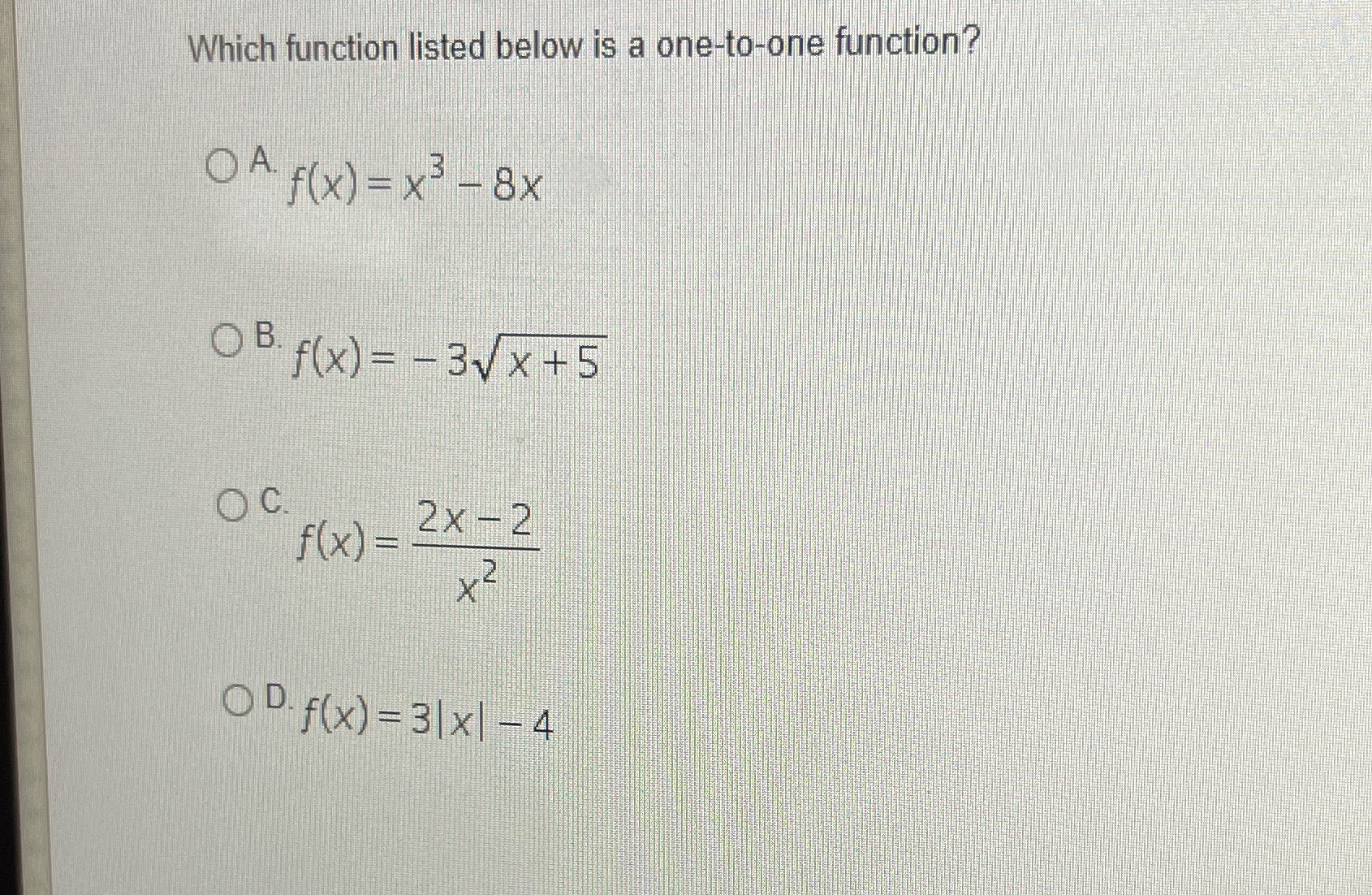 X) = x3 - 8x O B. f ( x) = -