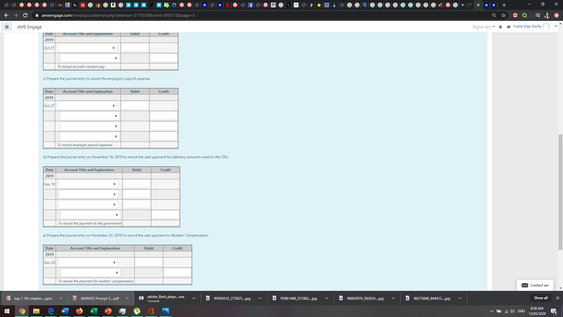 the payroll journal entry to record the payroll entry for the employee.