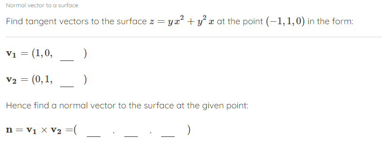 Normal vector to a surface Find tangent vectors to the surface
