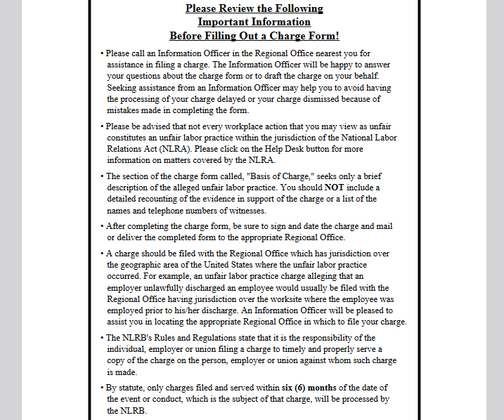 in the Regional Office nearest you for assistance in filing a charge.