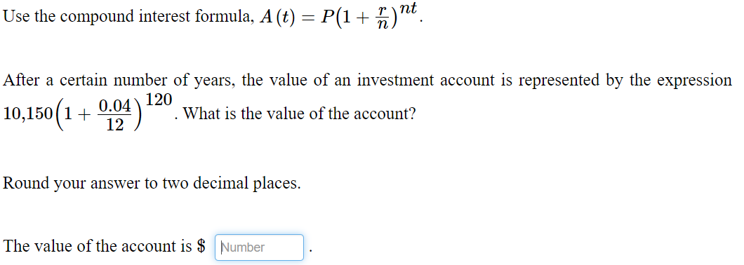 nt. After a certain number of years, the value of an investment