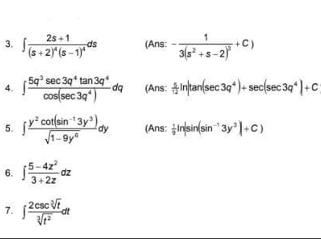  Evaluate the following indefinite integrals. The topic is all about Integrals