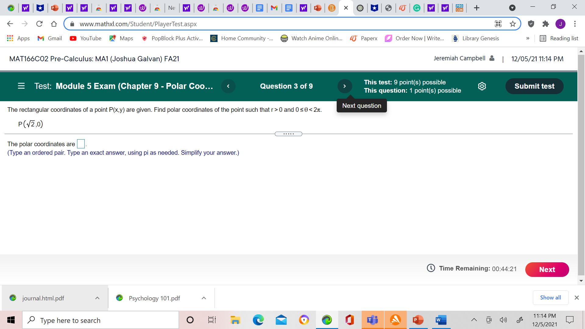 X Type here to search O P W 11:14 PM 12/5/2021y! *