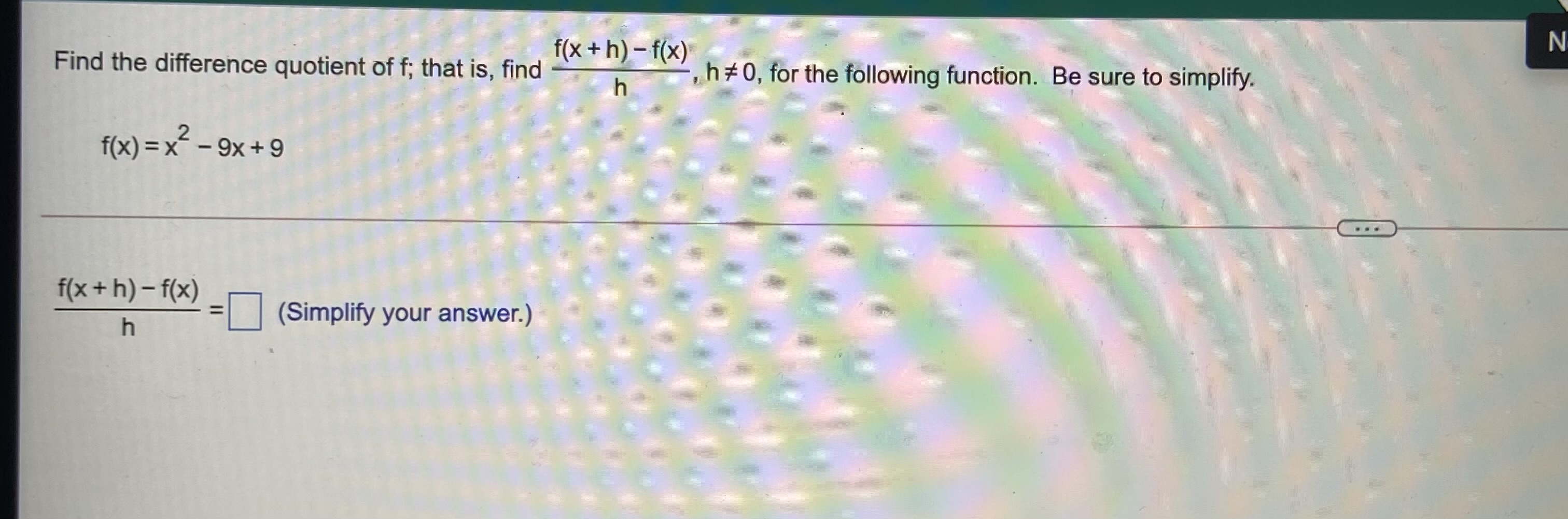 f; that is, find h , h #0, for the following function.