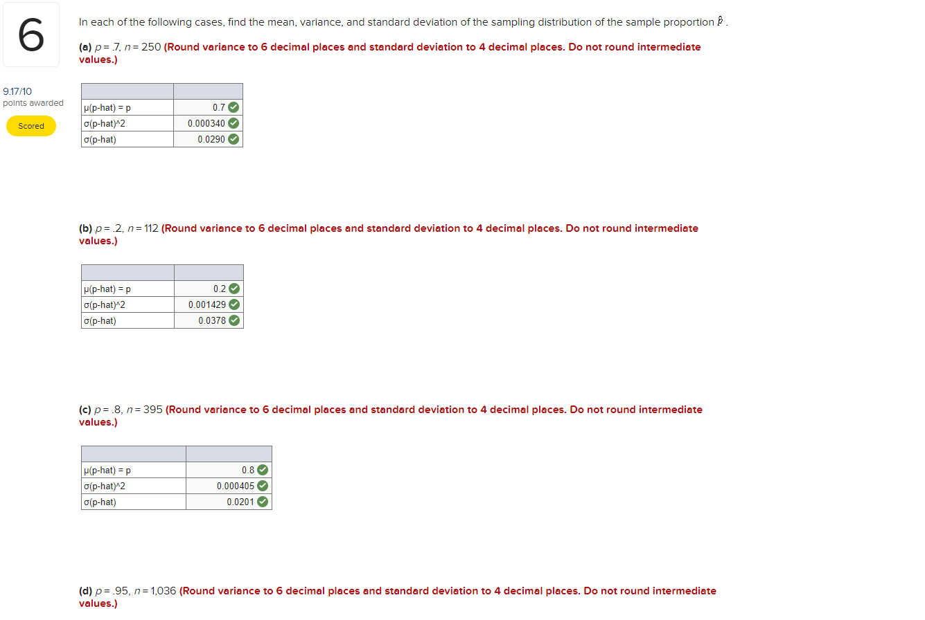 mean, variance, and standard deviation of the sampling distribution of the sample