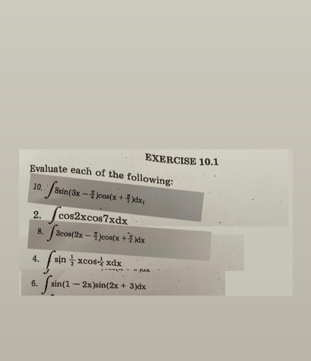  Exercise 10.1. This is Integral Calculus. I need help with complete