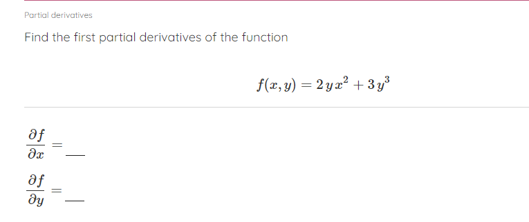Partial derivatives Find the first partial derivatives of the function Dy