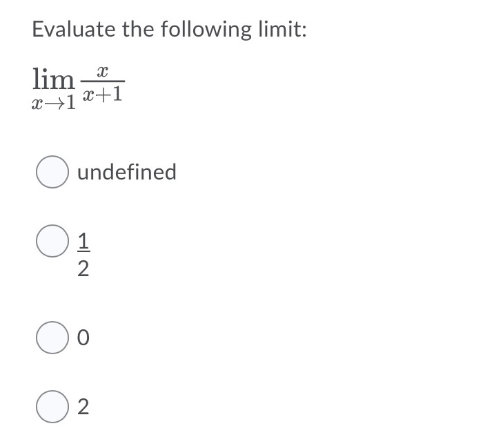 Evaluate the following limit: lim undefined
