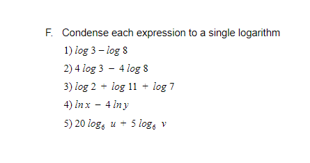 - log S 2) 4 log 3 - 4 log 8 3)