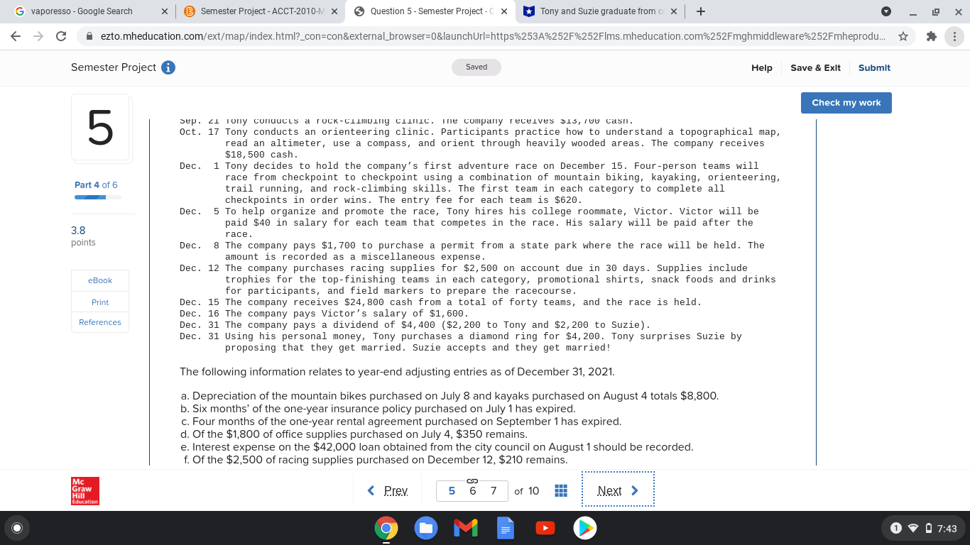 Project - ACCT-2010-M X 5 Question 5 - Semester Project - C
