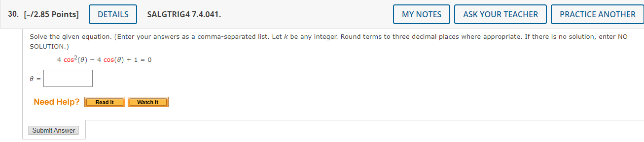0 9 = rad Need Help? Submit Answer ' 23. [-12.85 Points]