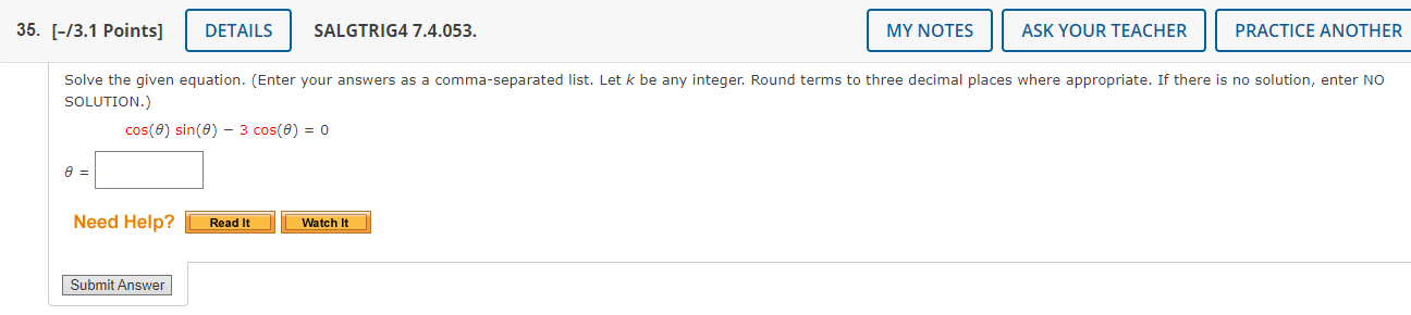 solutions of the given equation. [Enter your answers as a comma-separated list.