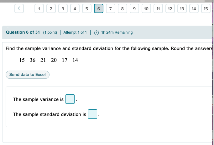 12 13 14 15 Question 6 of 31 (1 point) | Attempt