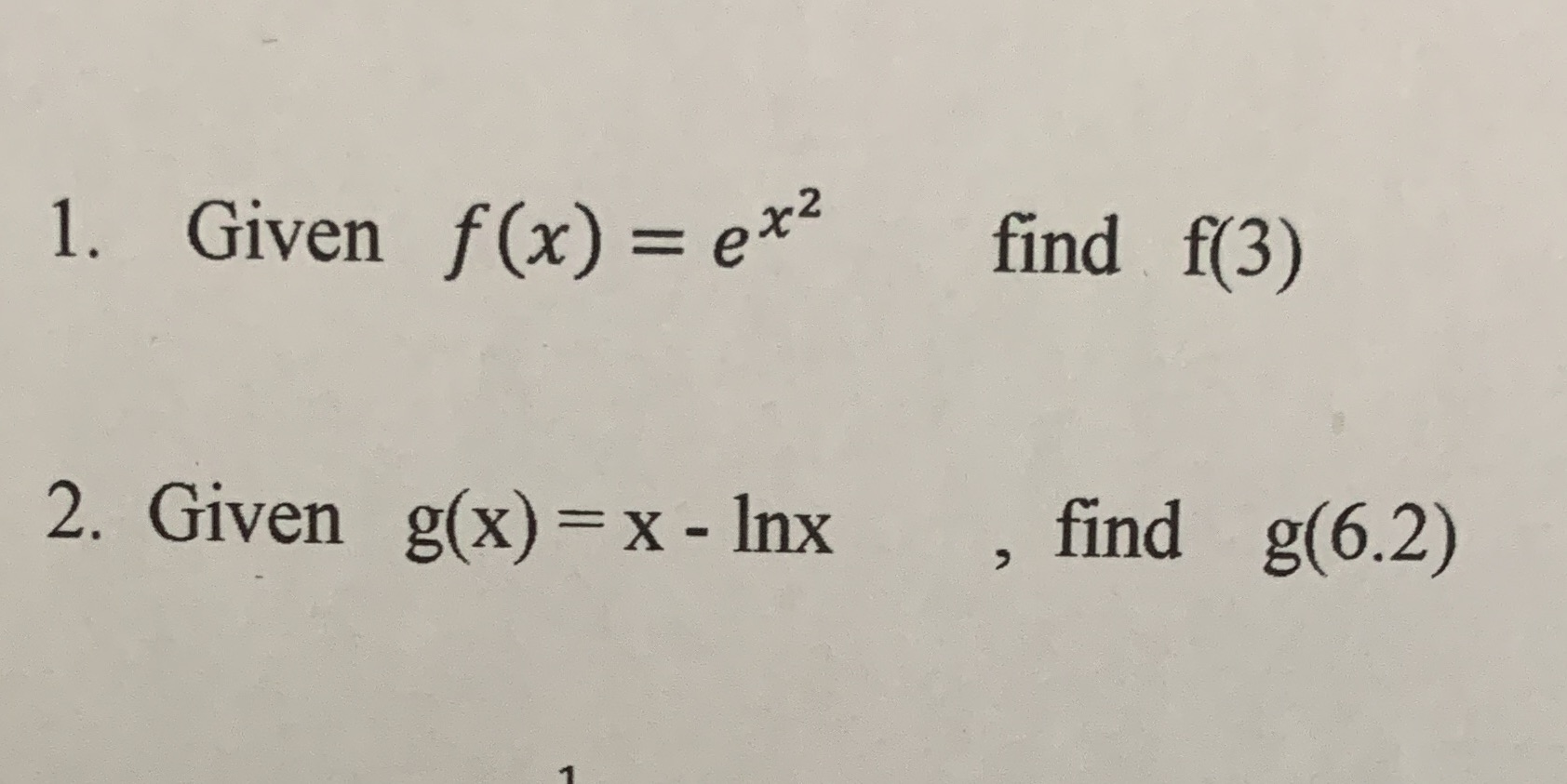 find f(3) find g(6.2)
