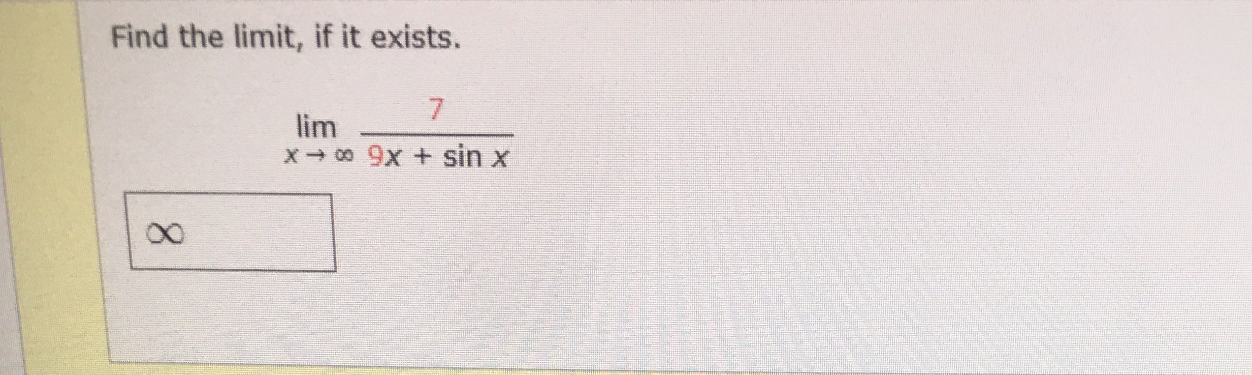 t, Find the limiti if it exists. lim x -4 @ 9x