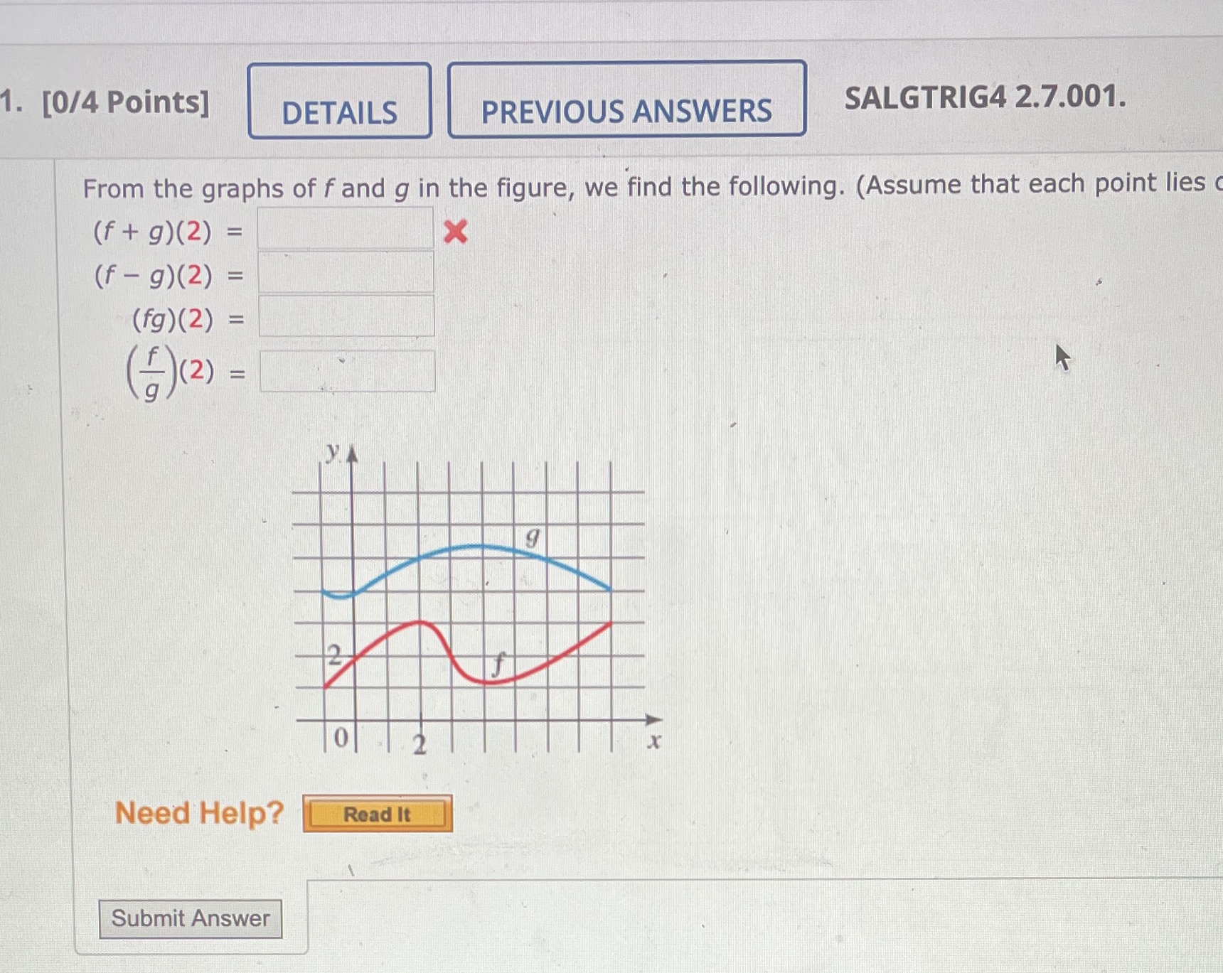 f and g in the figure, we find the following. (Assume that