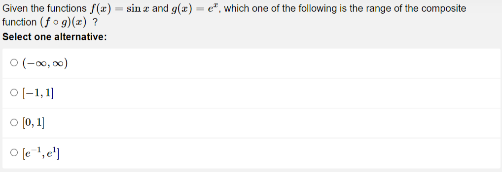 which one of the following is the range of the composite function