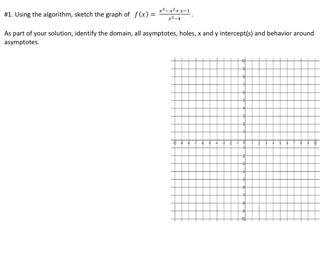 step thank you! #1. Using the algorithm, sketch the graph of f(x)