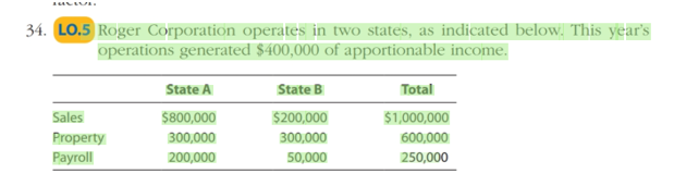 operations generated of apportionable income. Sales Property Payroll State A 300,000 State