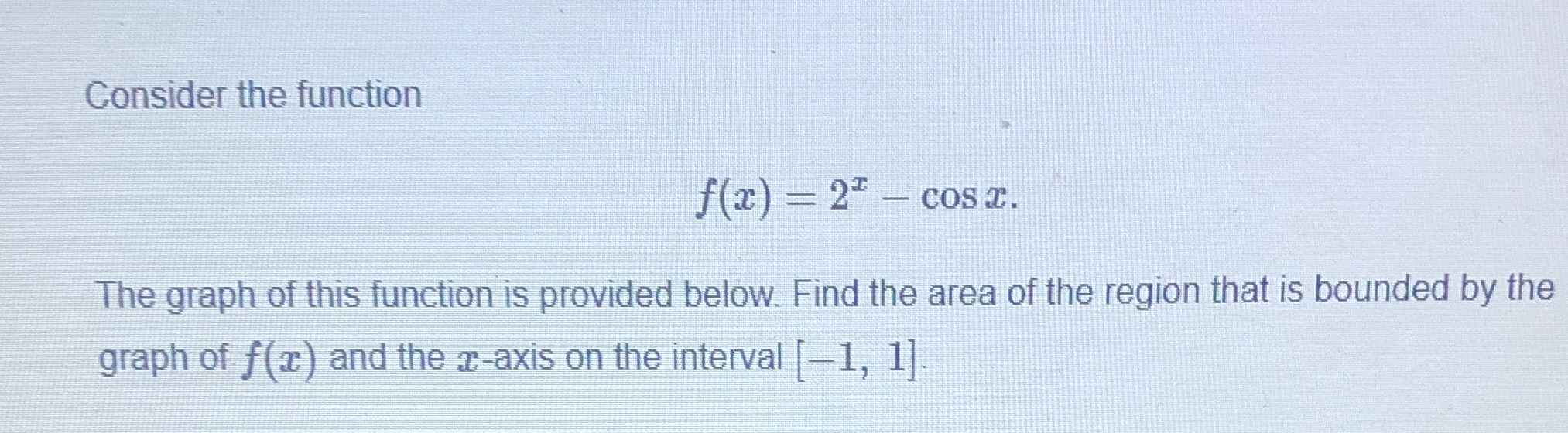  Consider the function f(x) = 25 - COST. The graph of
