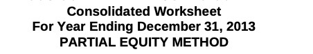 Consolidated Worksheet For Year Ending December 31, 2013 PARTIAL EQUITY METHOD